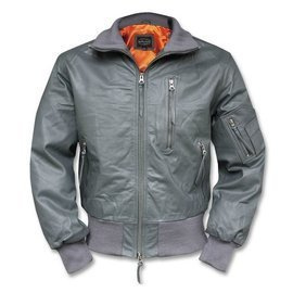GERMAN LEATHER FLIGHT JACKET - Mil-Tec - GREY