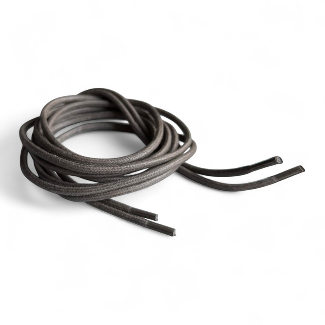 Pair of Round Shoelaces for Shoes - 110 cm - Romanian Army Military Surplus - Waxed - Grey - In Good Condition