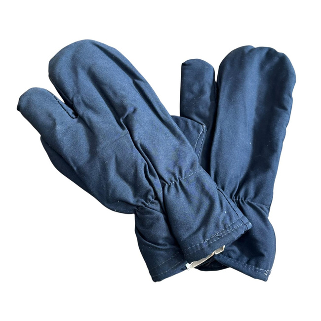 Insulated Protective Gloves Made from Military Tarpaulin Material, 3-Finger Design - Romanian Army Military Surplus - Dark Blue - In Good Condition