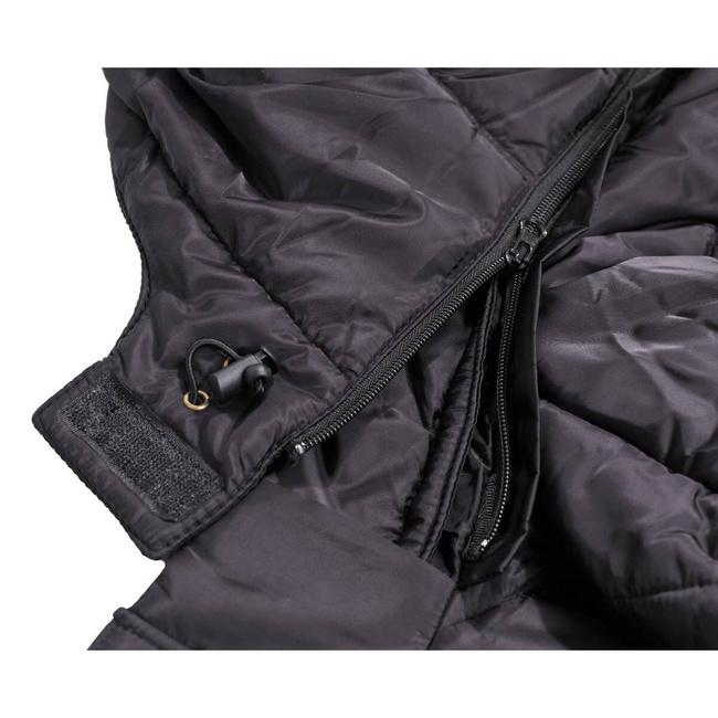 Vest, black, lined, detachable hood